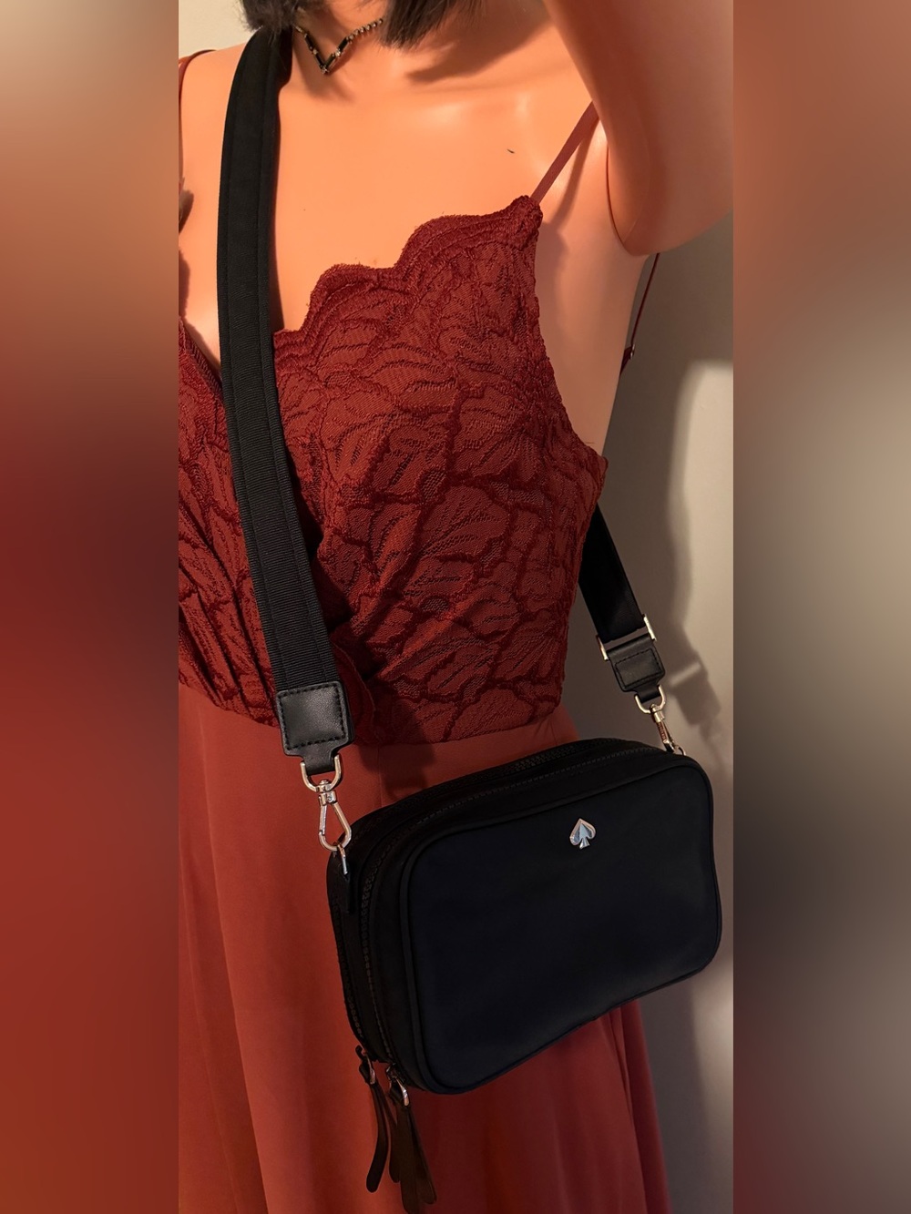 kate spade Black Crossbody with Silver Spade Accent - Picture 3 of 16